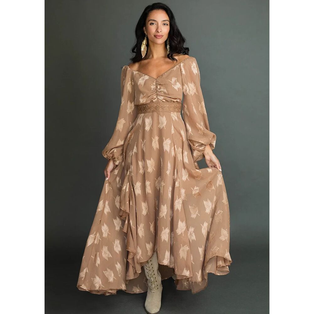 Isabella Dress in Latte by the brand Joyfolie. - Picture 1 of 8